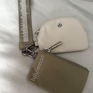 Lululemon Dual Pouch Wristlet Raw Linen/White Opal/White